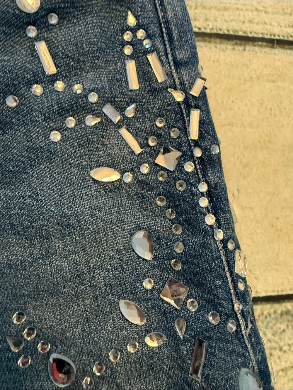 Good American Dolly Joleans Crystal Wide Leg Jeans. 4/27 FLAWS read description - Picture 7 of 13